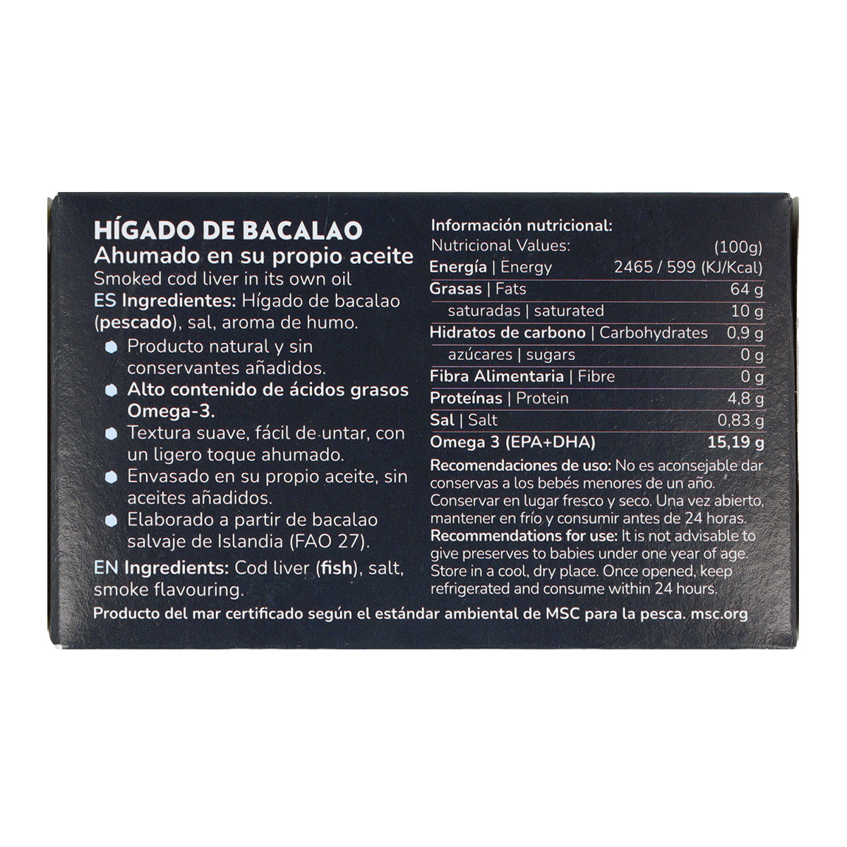 Hígado de bacalao en su propio aceite Planeta Huerto 120 g