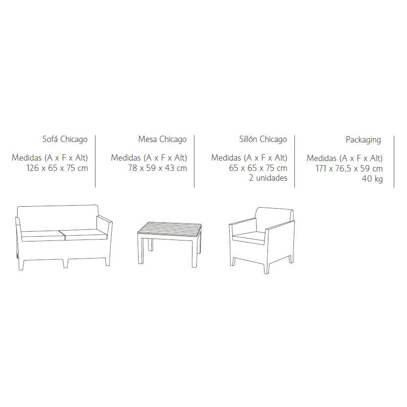 Conjunto de mobiliário de jardim Keter Chicago Lounge Graphite