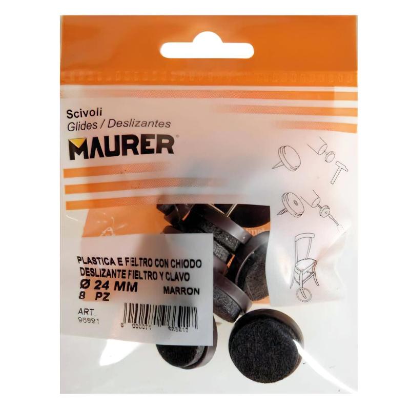 Deslizante Marron Con Fieltro Ø24 (blister 8 Unidades)