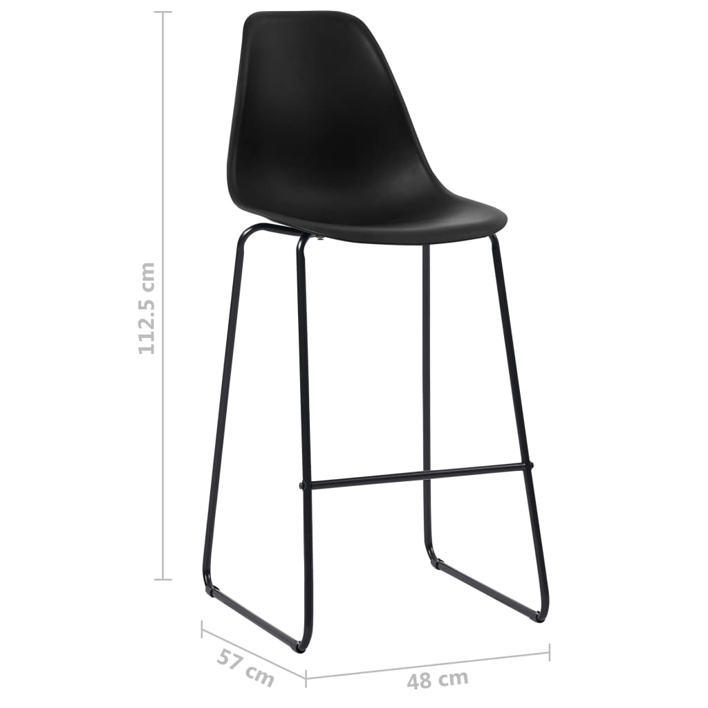 Taburetes De Cocina 4 Unidades Plástico Negro_5