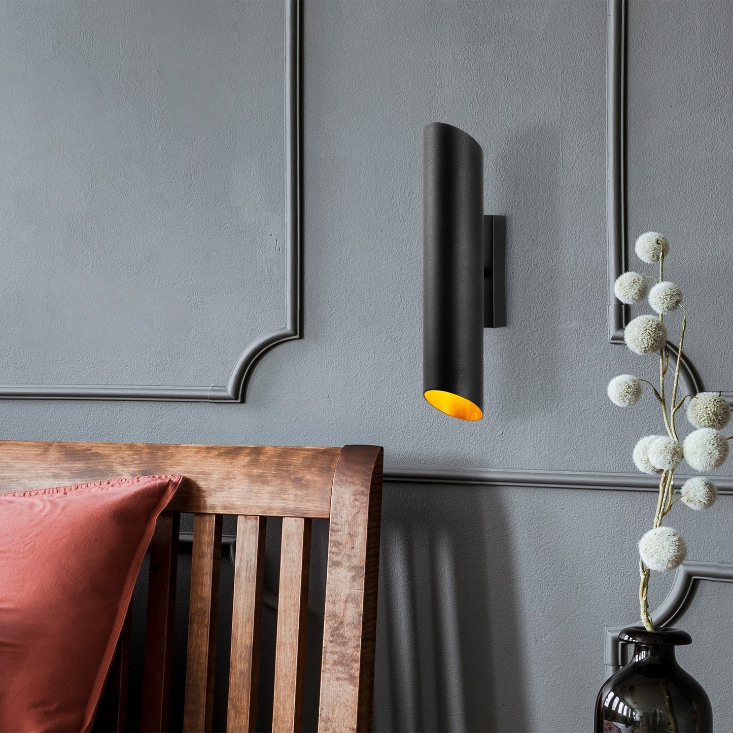 Aplique De Pared Tubular, Metal , Negro, 8x12x40, Casquillo 2 X G9 Max 10 W_4