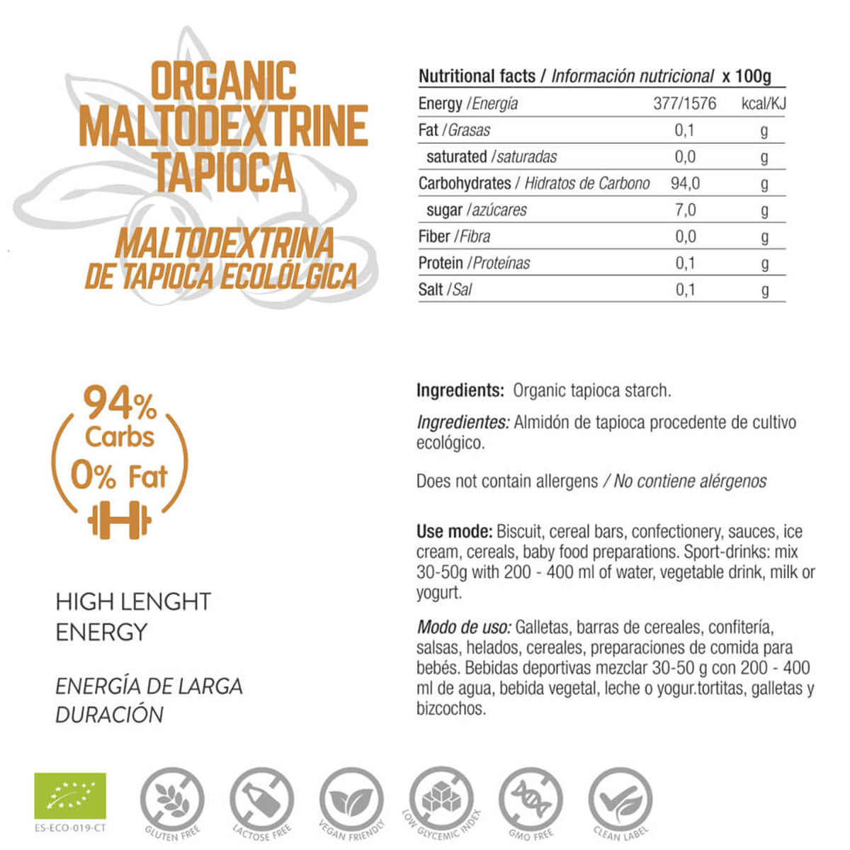 MALTODEXTRINA eco tapioca: Energy Feelings 500 g