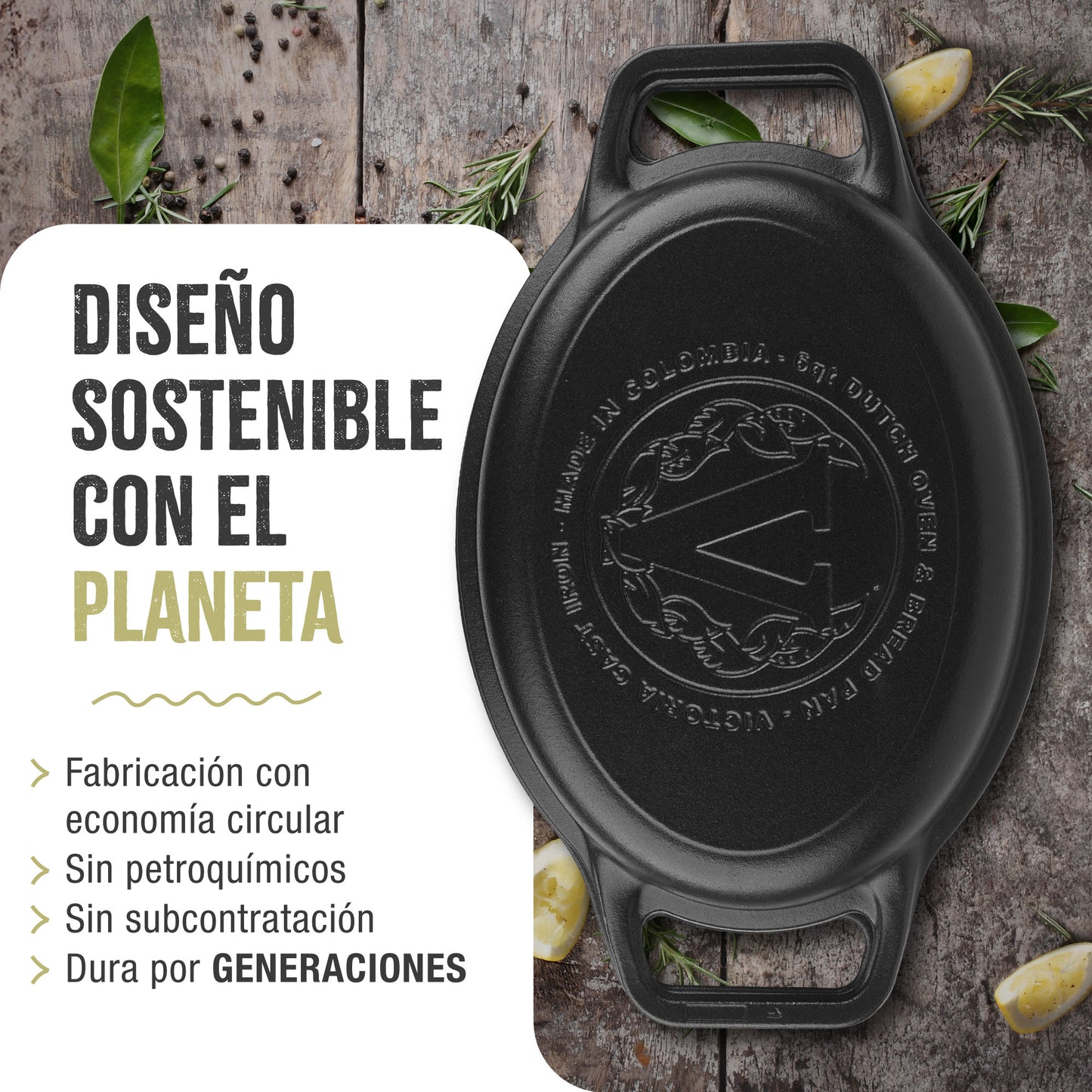 Victoria Horno Holandés Olla Inducción Hierro Fundido Esmaltado 31cm, Tapa - Sartén, 5,7l, Sin Ptfe, 38717, Negro_5