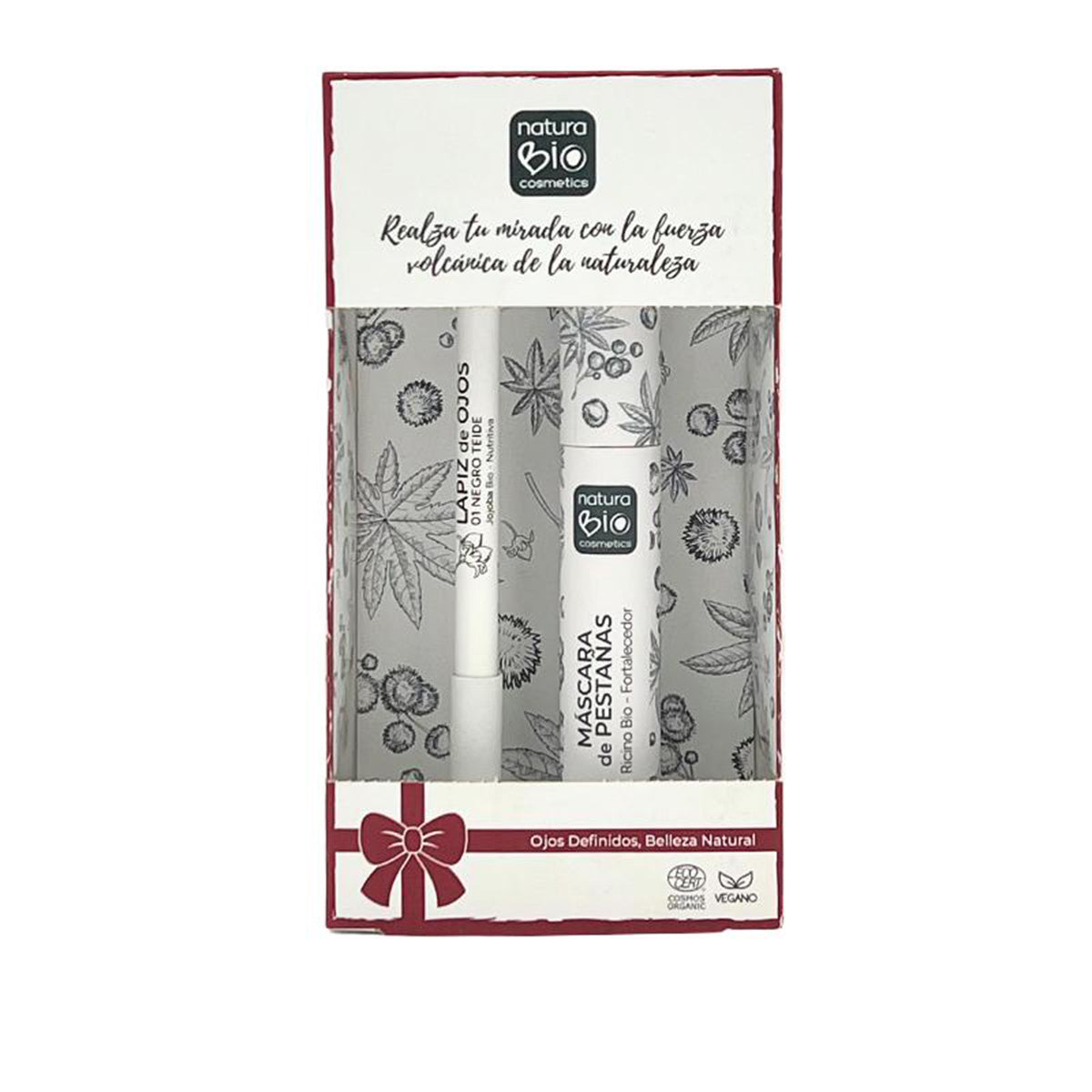 Caixa de oferta dupla de maquilhagem para os olhos NaturaBIO Cosmetics, eyeliner preto + máscara de pestanas preta para volume, Natubio Cosmetics