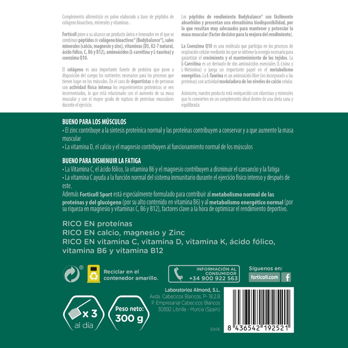 Peptídeos de Colagénio Forticoll Sport Performance 300 g