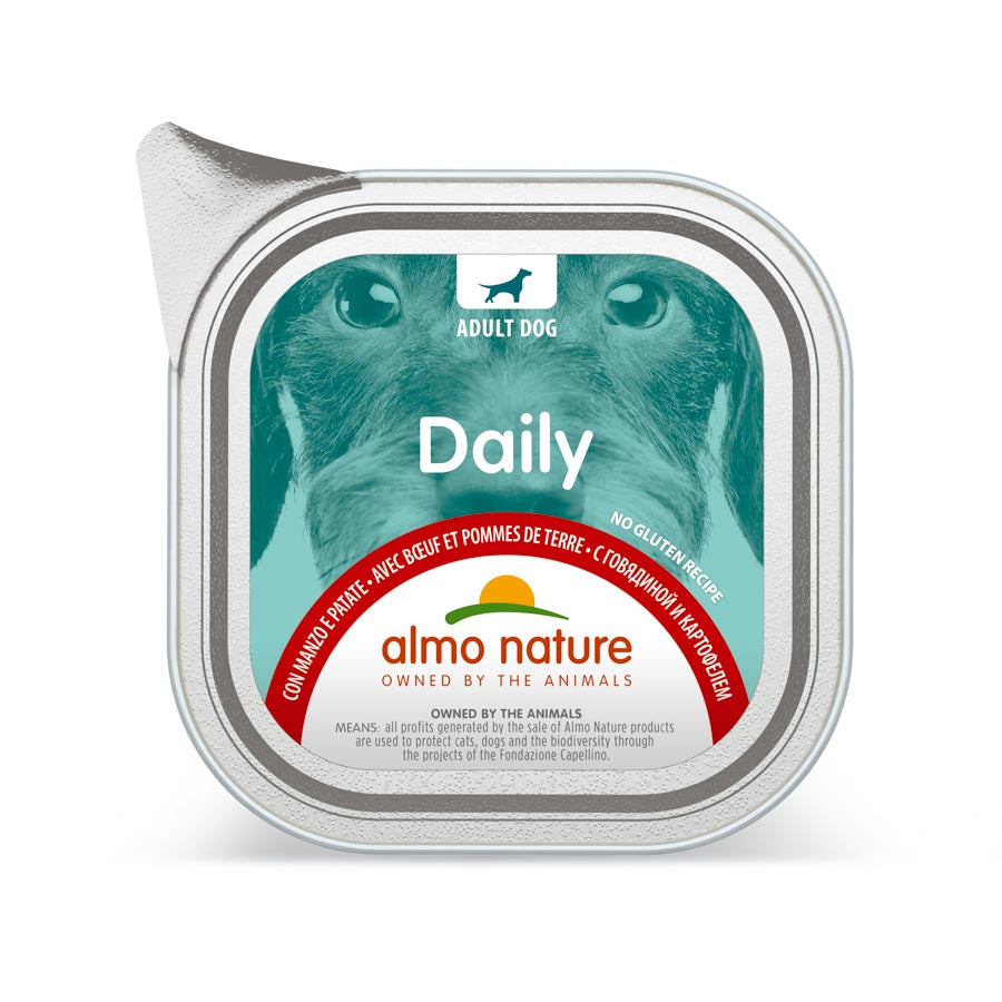 32ux100gr Tarrina De Paté Almo Para Perro Daily Buey Y Patata_0