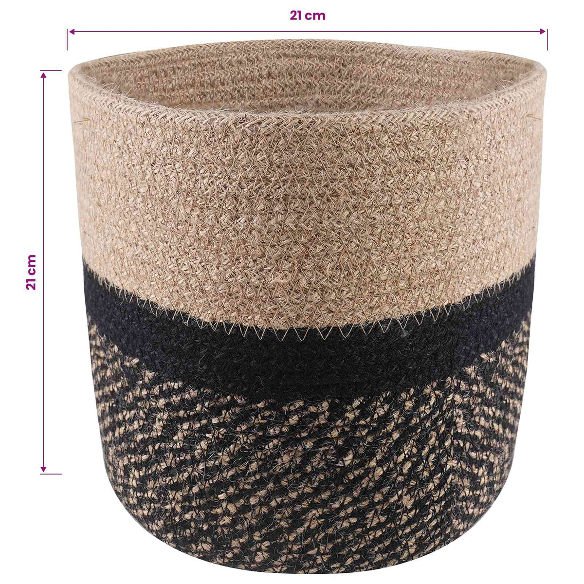 Set De Macetas De Planta 2 Uds. Natural Y Negro Ø 21 X 21 Cm_5