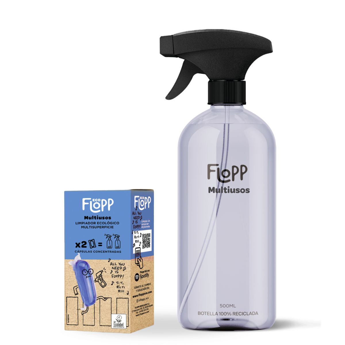 Garrafa Multiusos FLOPP ECO 500ml + Recarga