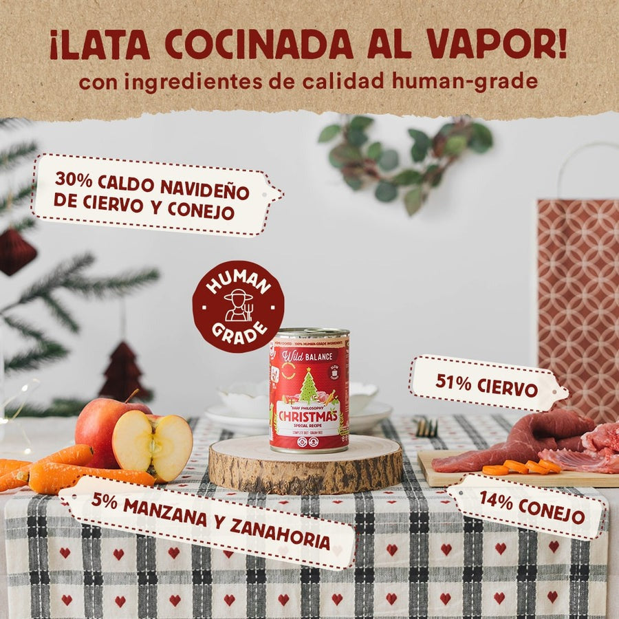 Wild Balance Christmas Recipe BARF Veado e Coelho Lata para Cães 400g