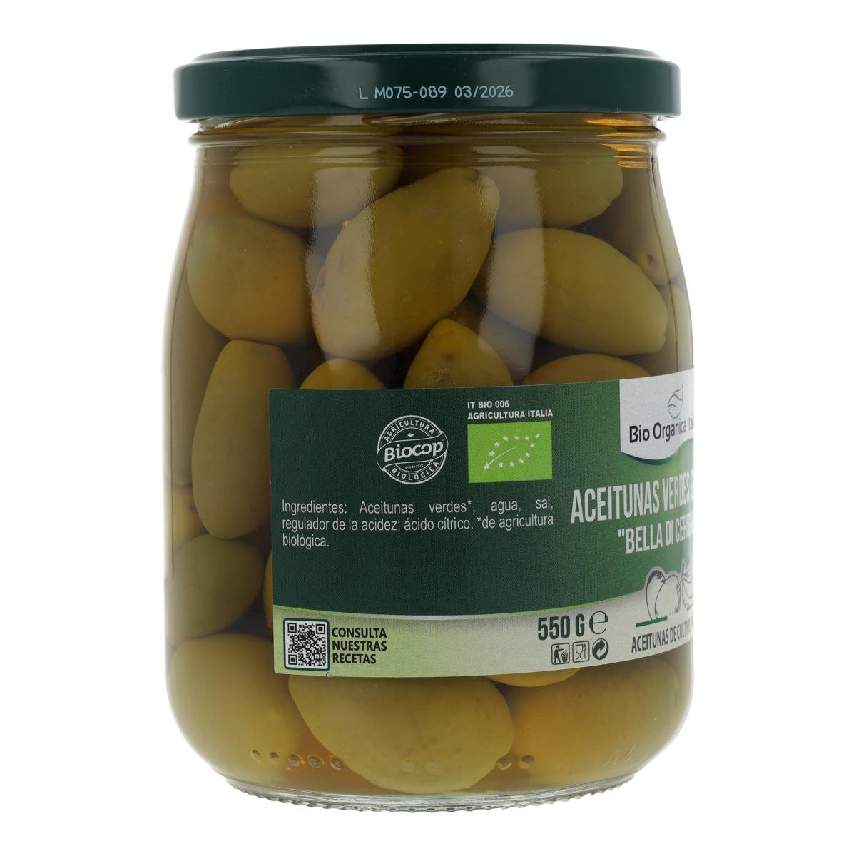 Azeitonas Verdes Gigantes Bio Organica Itália 550 gr