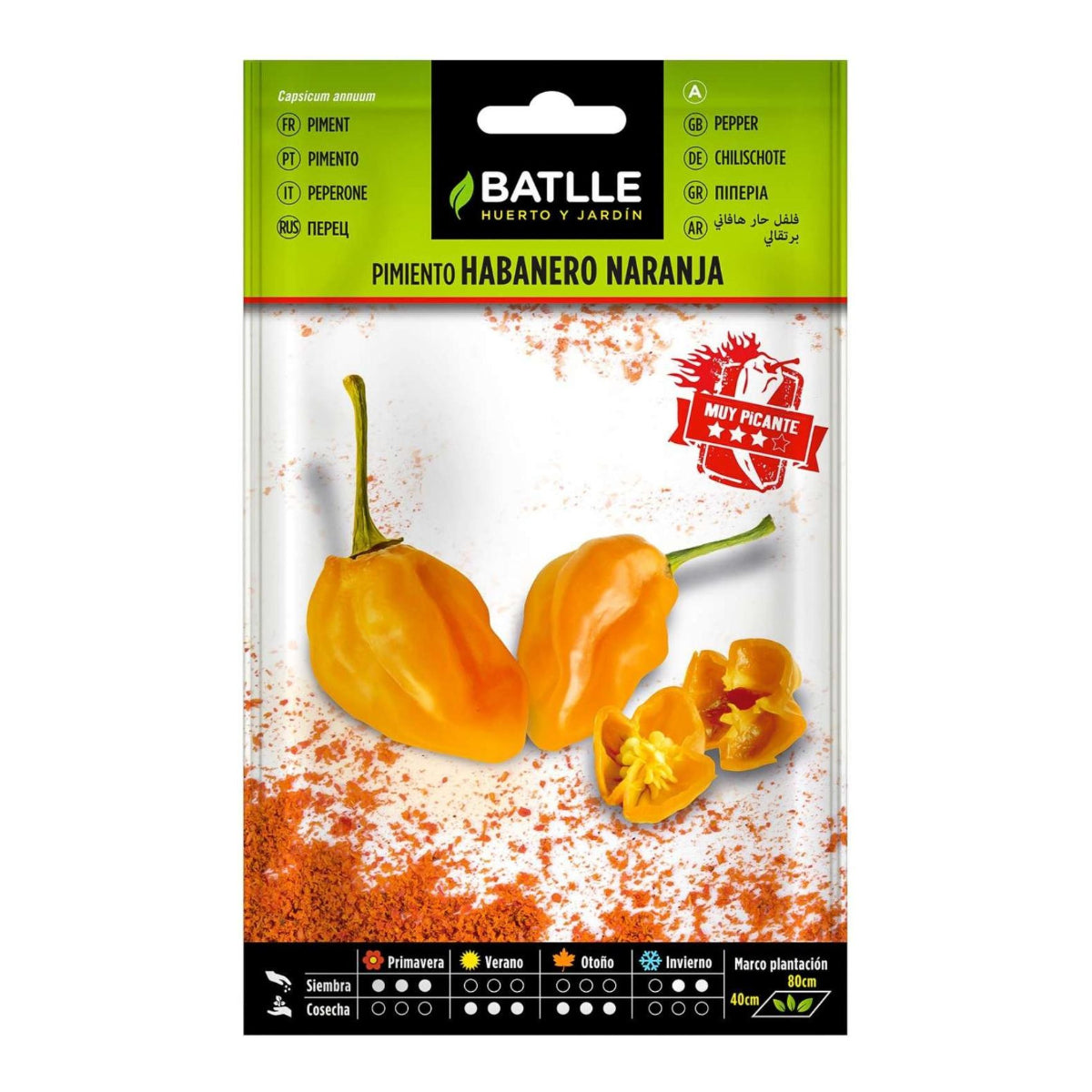 Sementes de pimenta Habanero laranja Batlle