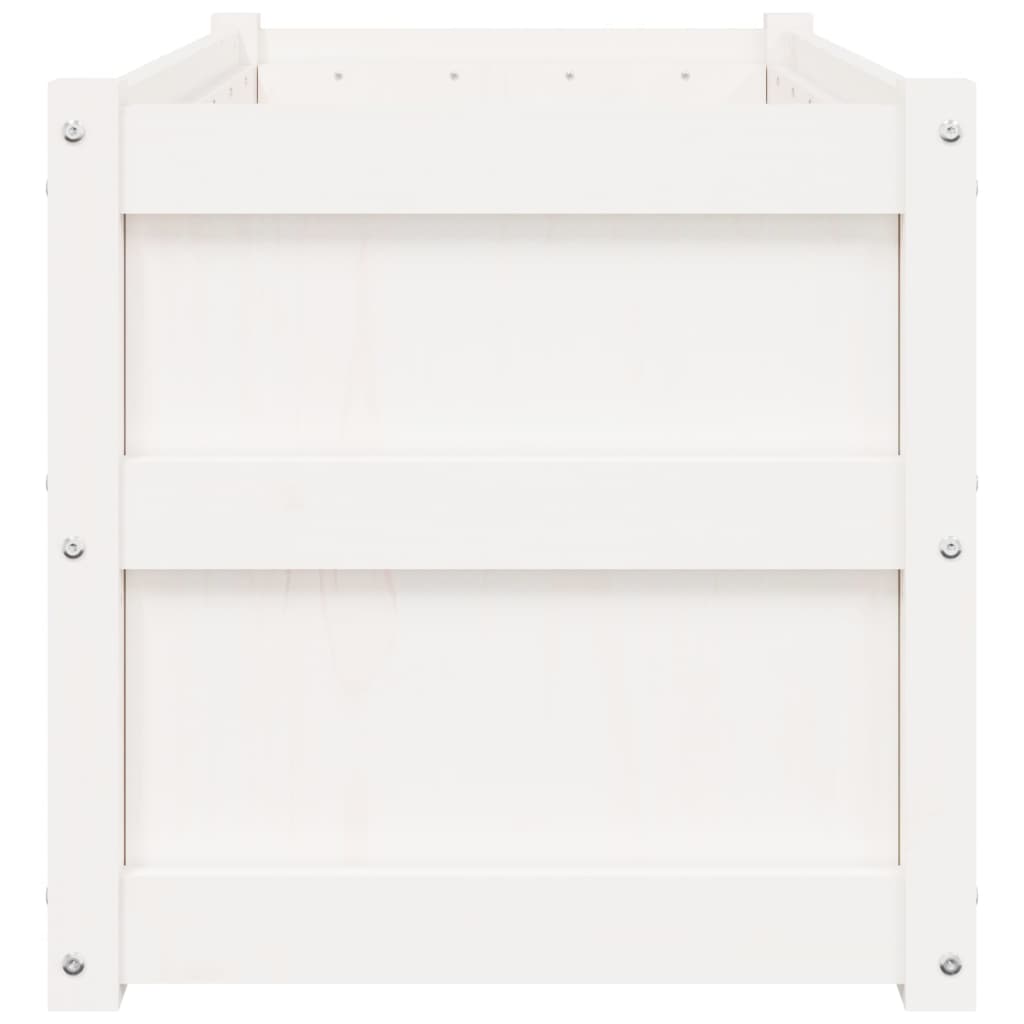 Jardinera De Madera Maciza De Pino Blanca 90x50x50 Cm_5