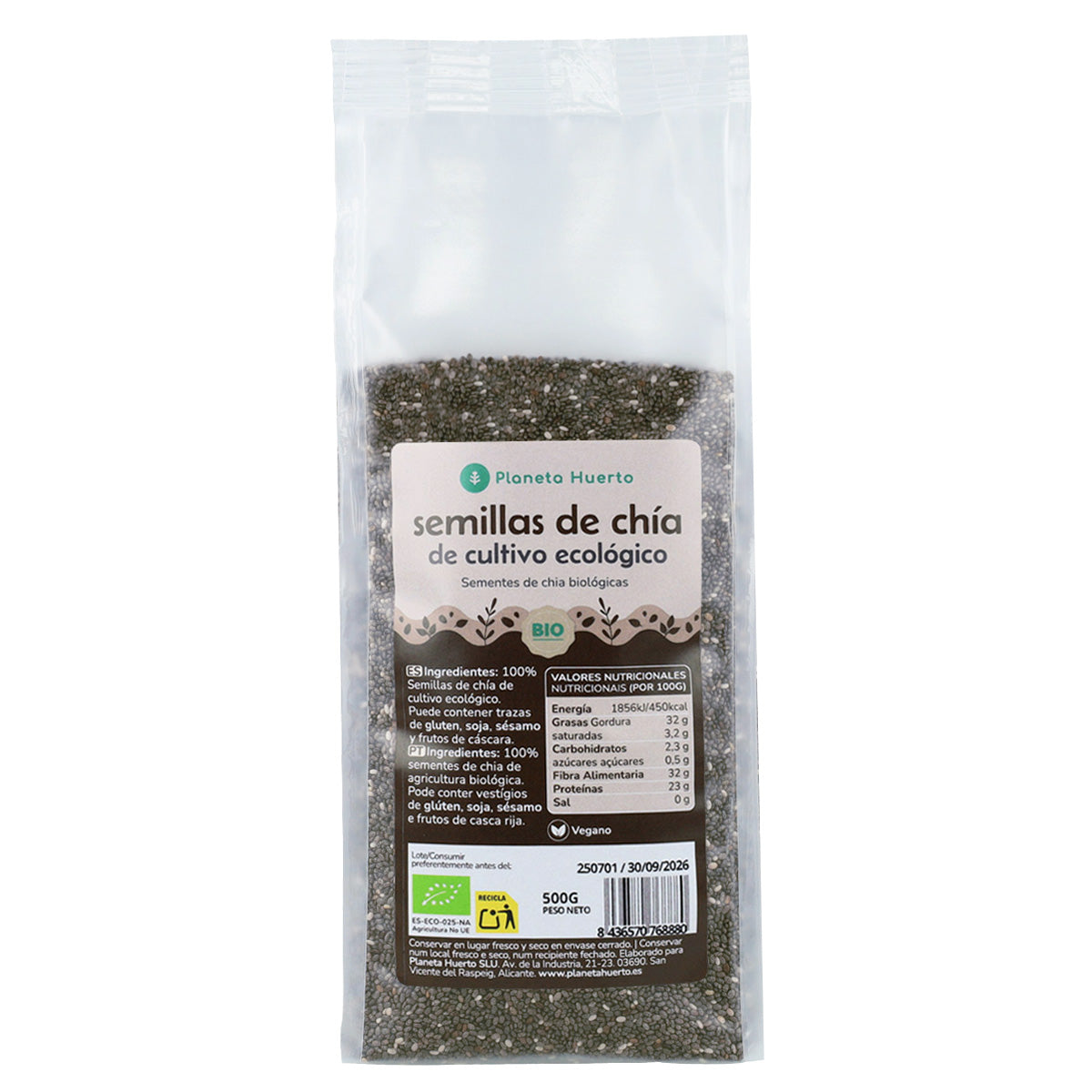 Sementes de Chia Biológicas Planeta Huerto 250g