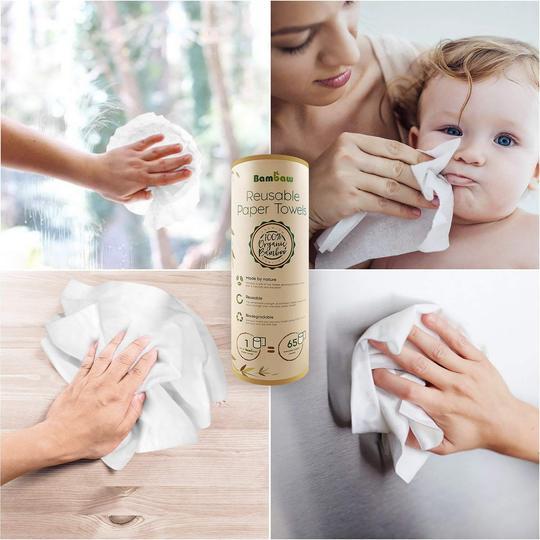 Panos de limpeza de bambu reutilizáveis Bambaw