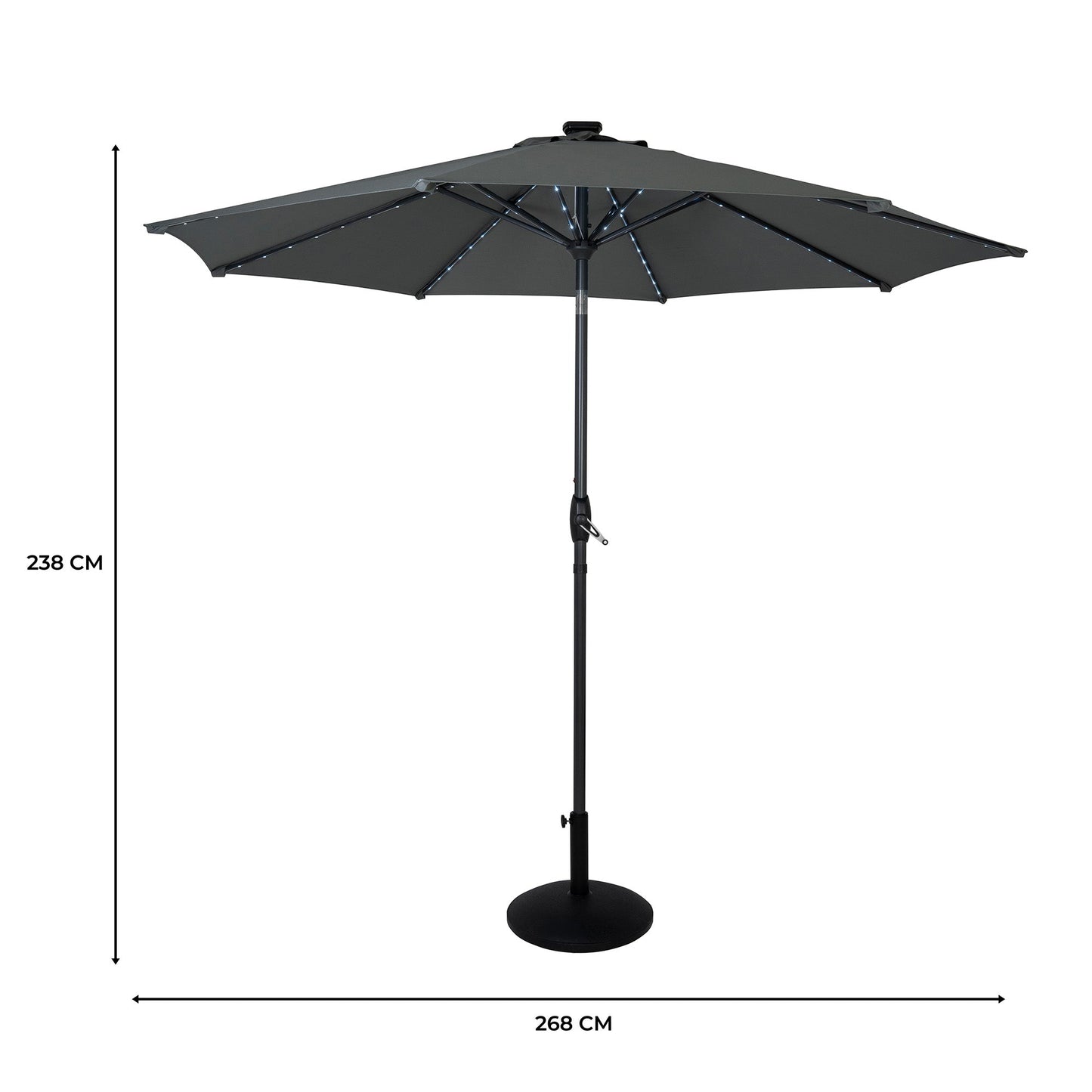 Parasol Led Inclinable 2,7 M Con Base – Gris_4