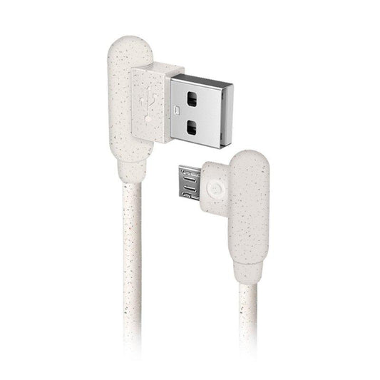 Cabo Micro USB ecológico feito de 35% de materiais SBS biodegradáveis Branco
