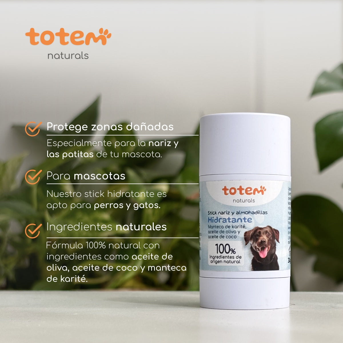 Totem Naturals Hidratante em stick para nariz e almofadas para animais de estimação 30g