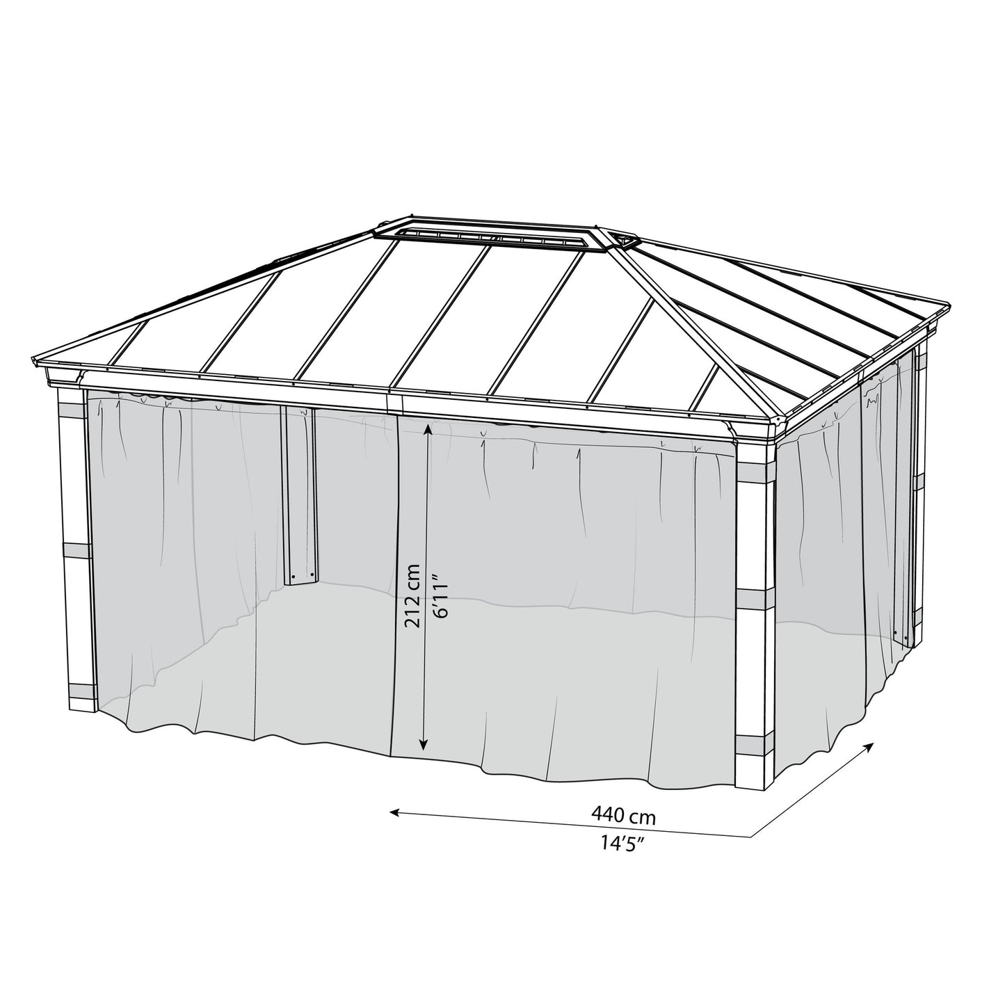 Conjunto mosquiteiro para gazebo Dallas 360x843 cm