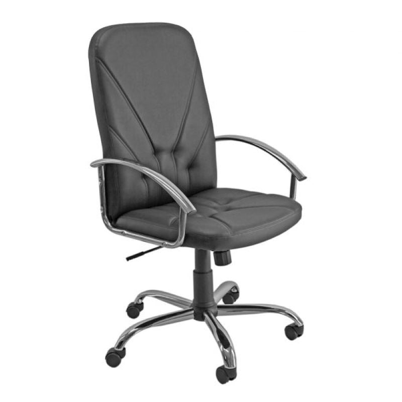 Sillón Dirección Unisit Dante Cuero Negro Base Cromada_0