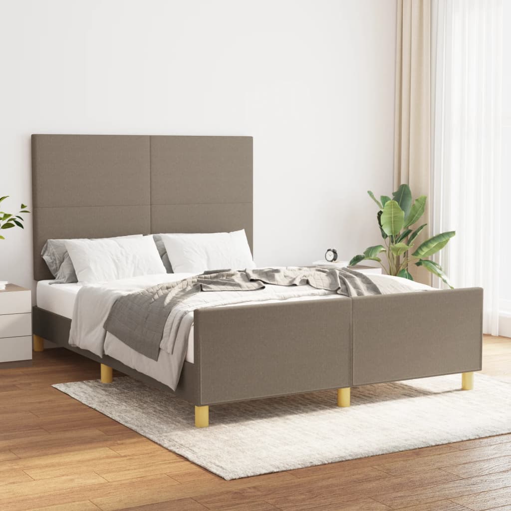 Estructura De Cama Con Cabecero De Tela Gris Taupe 140x190 Cm / Vetonek_5
