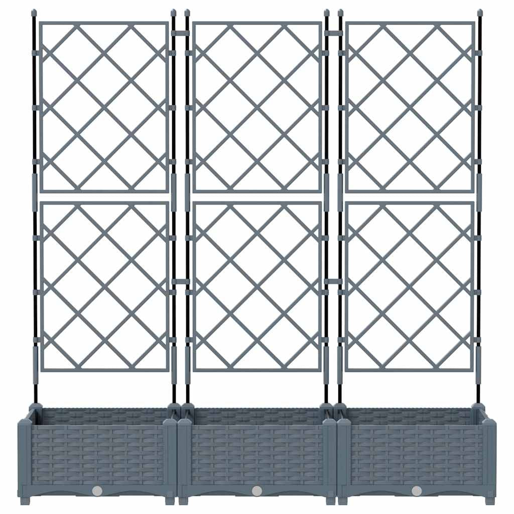 Vidaxl Maceta De Jardín Con Enrejado 3 Pcs Gris Claro_4