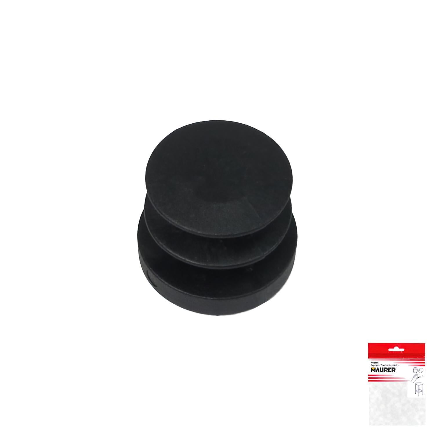 Contera Redonda Interior Negra 20mm. Blister 4 Piezas.