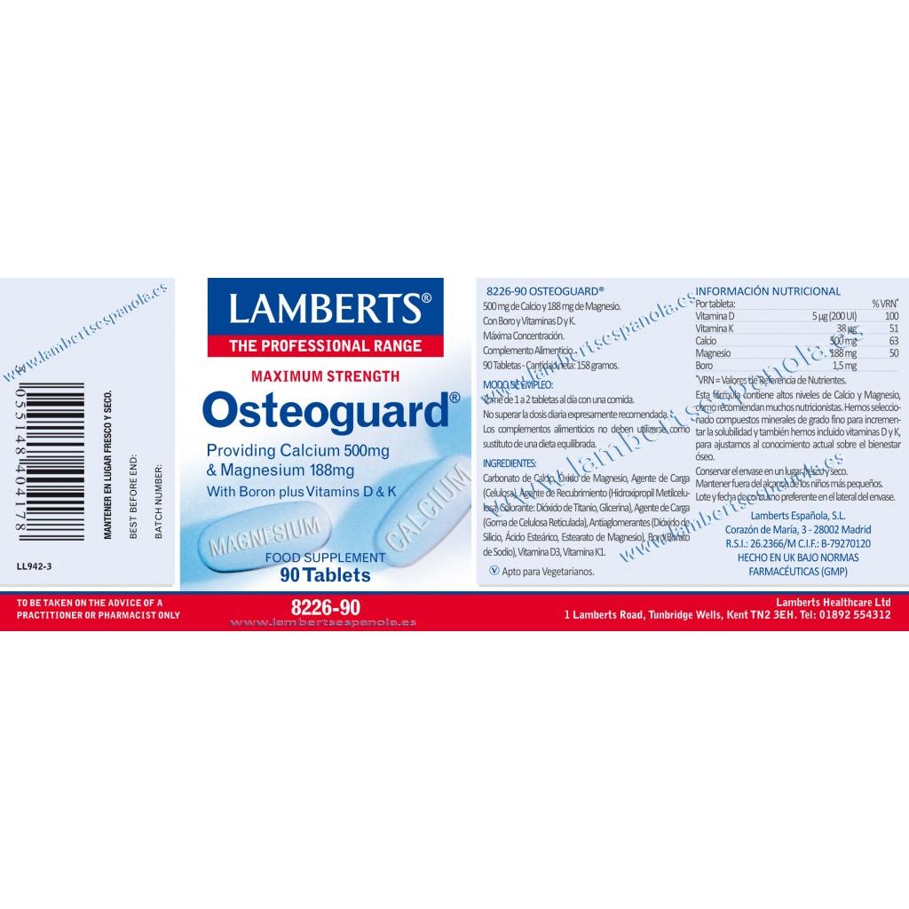 Osteoguard Cálcio, Magnésio, Boro e Vitaminas D e K Lamberts 90 comprimidos
