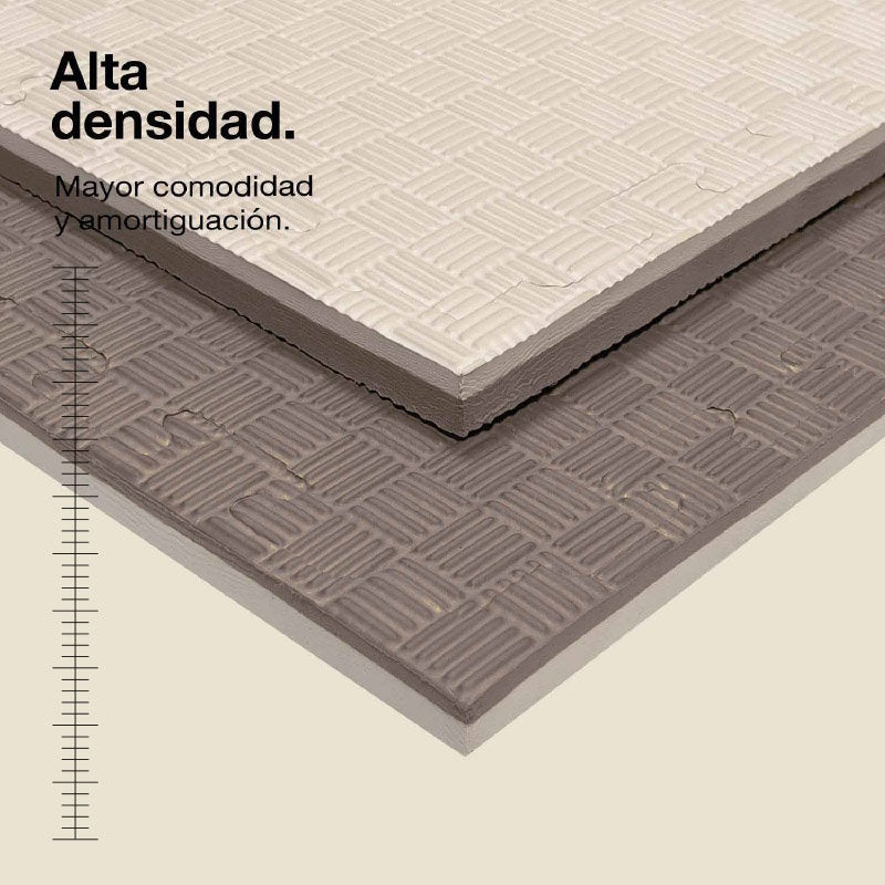 Jowy Tatami Puzzle 2cm 100x100cm, Pack 4 Unidades – Superficie 5 Líneas Gris/blanco