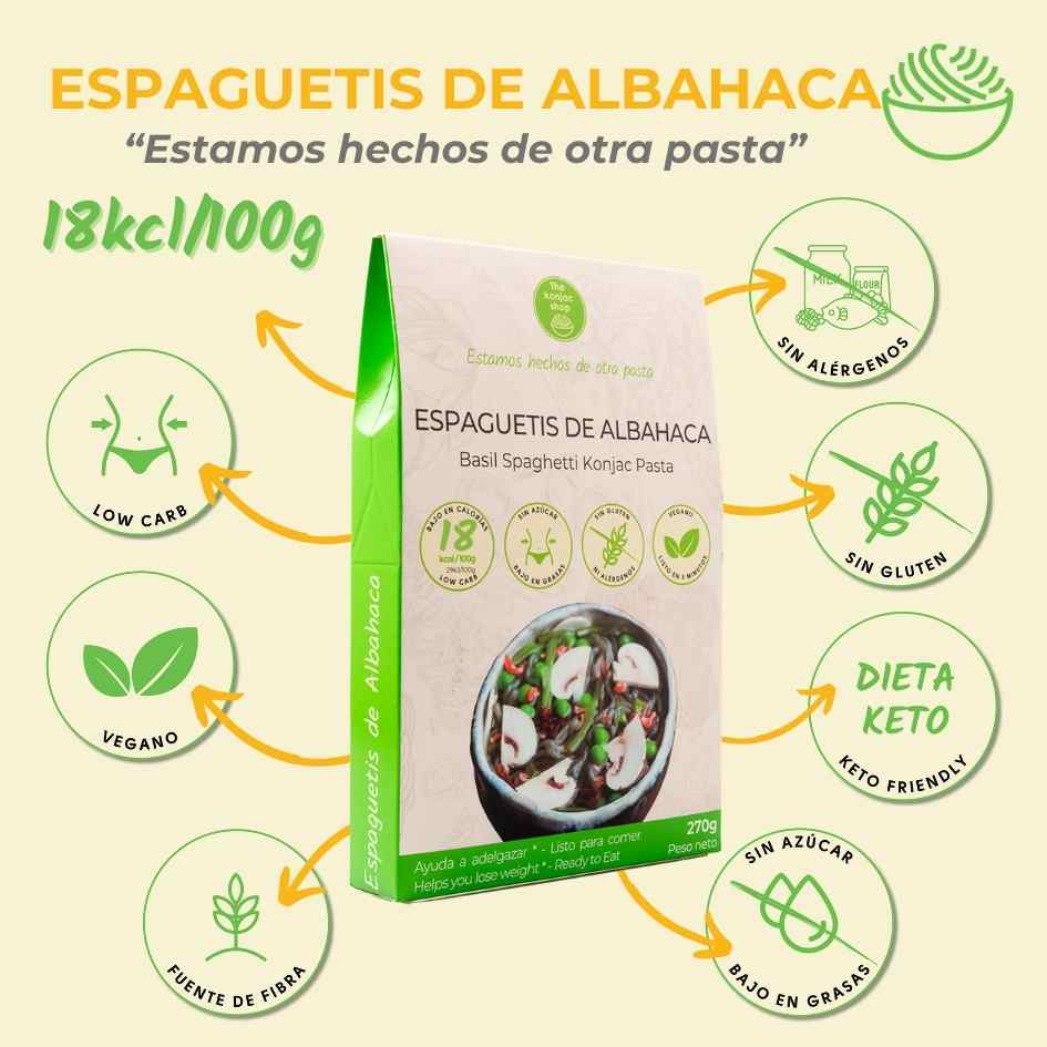 Esparguete Konjac com manjericão The Konjac Shop 270g