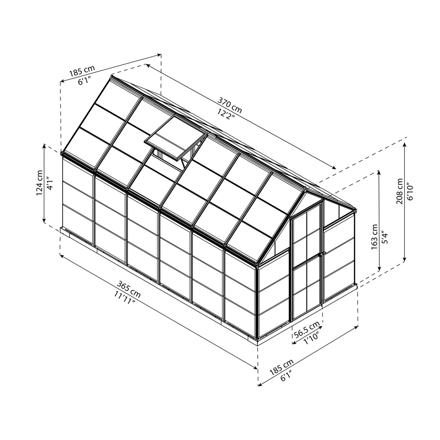 Estufa Harmony 370x185x208 cm prateada Canopia da Palram