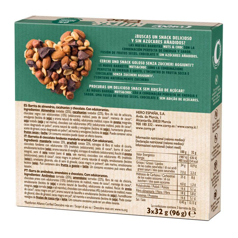 Barra Hero de Chocolate Negro Corny Nuts e Amêndoa 50g