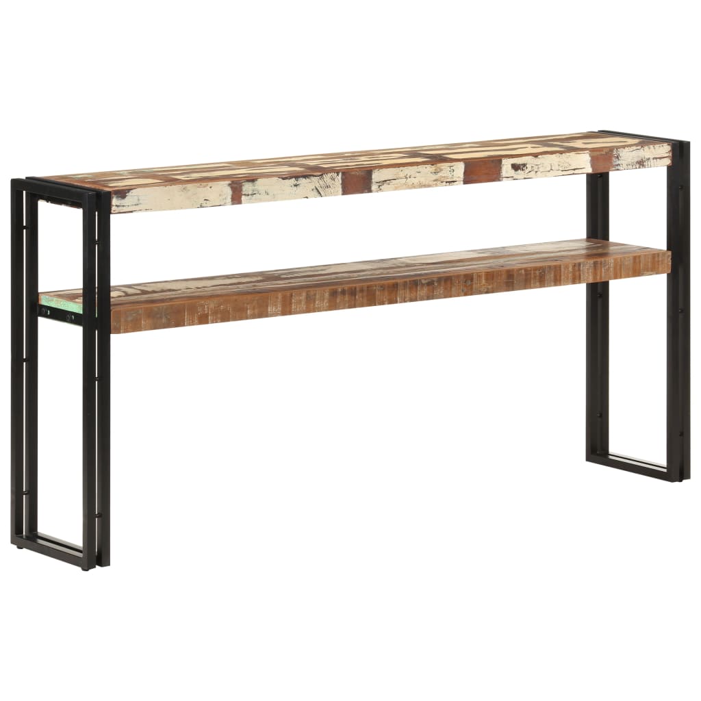 Mesa Consola De Madera Maciza Reciclada 150x30x75 Cm_4