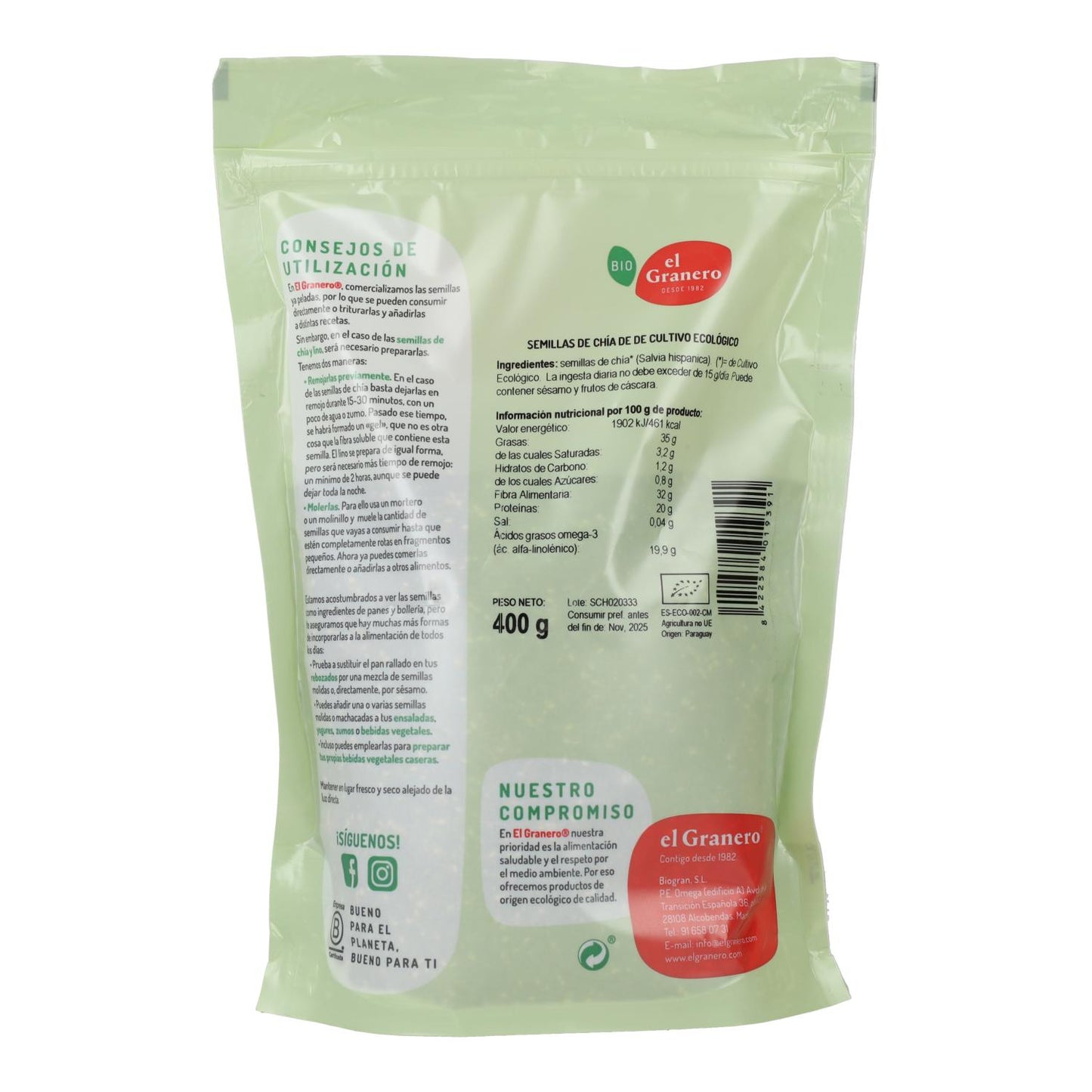 Sementes de Chia El Granero 400 g