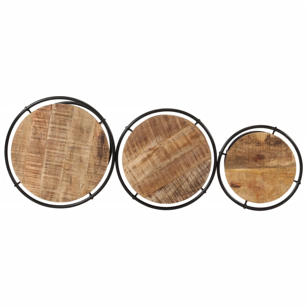 Mesas Apilables 3 Piezas Madera Maciza De Mango Rugosa_4