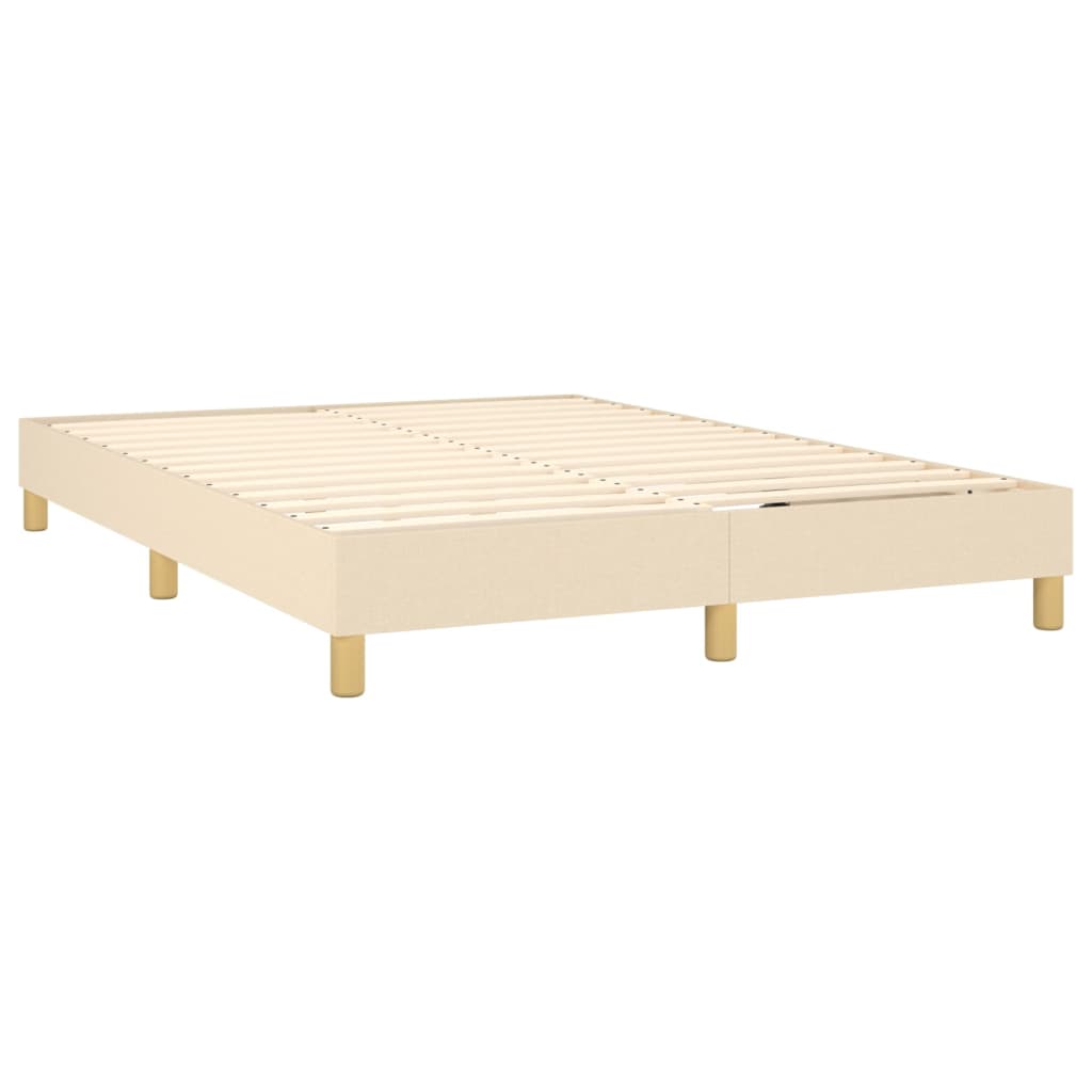 Cama Box Spring Colchón Y Luces Led Tela Crema 140x190 Cm / Vetonek_5