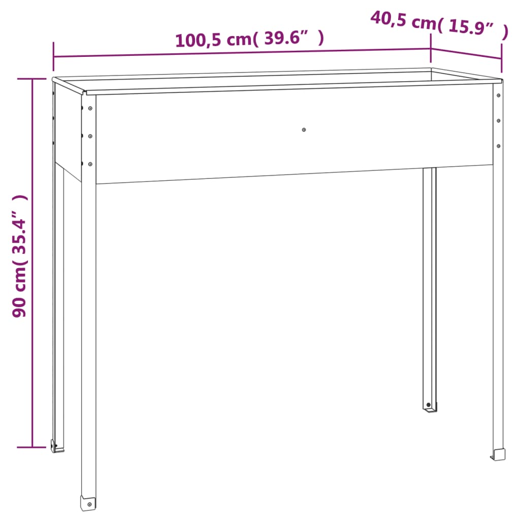 Jardinera De Acero Galvanizado Gris Antracita 100,5x40,5x90 Cm_5