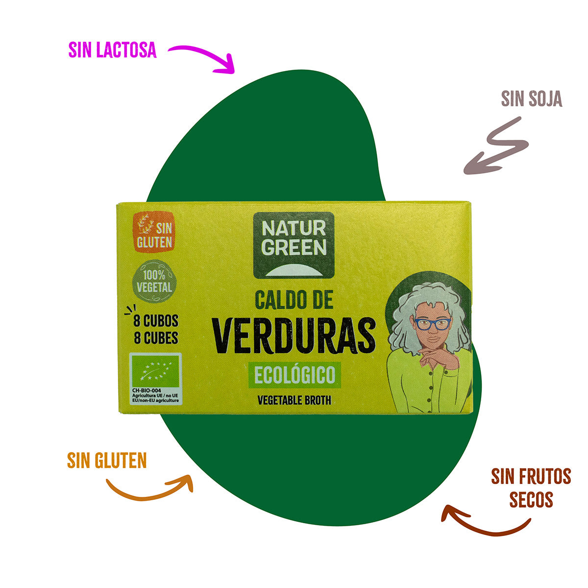 Cubos de Caldo de Legumes sem Glúten Naturgreen 10,5 g
