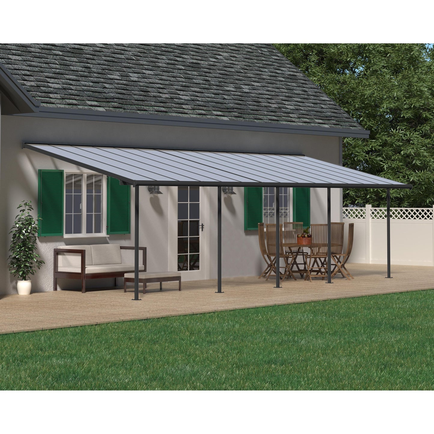 Pérgola anexa Sierra 299x924 cm cinzento