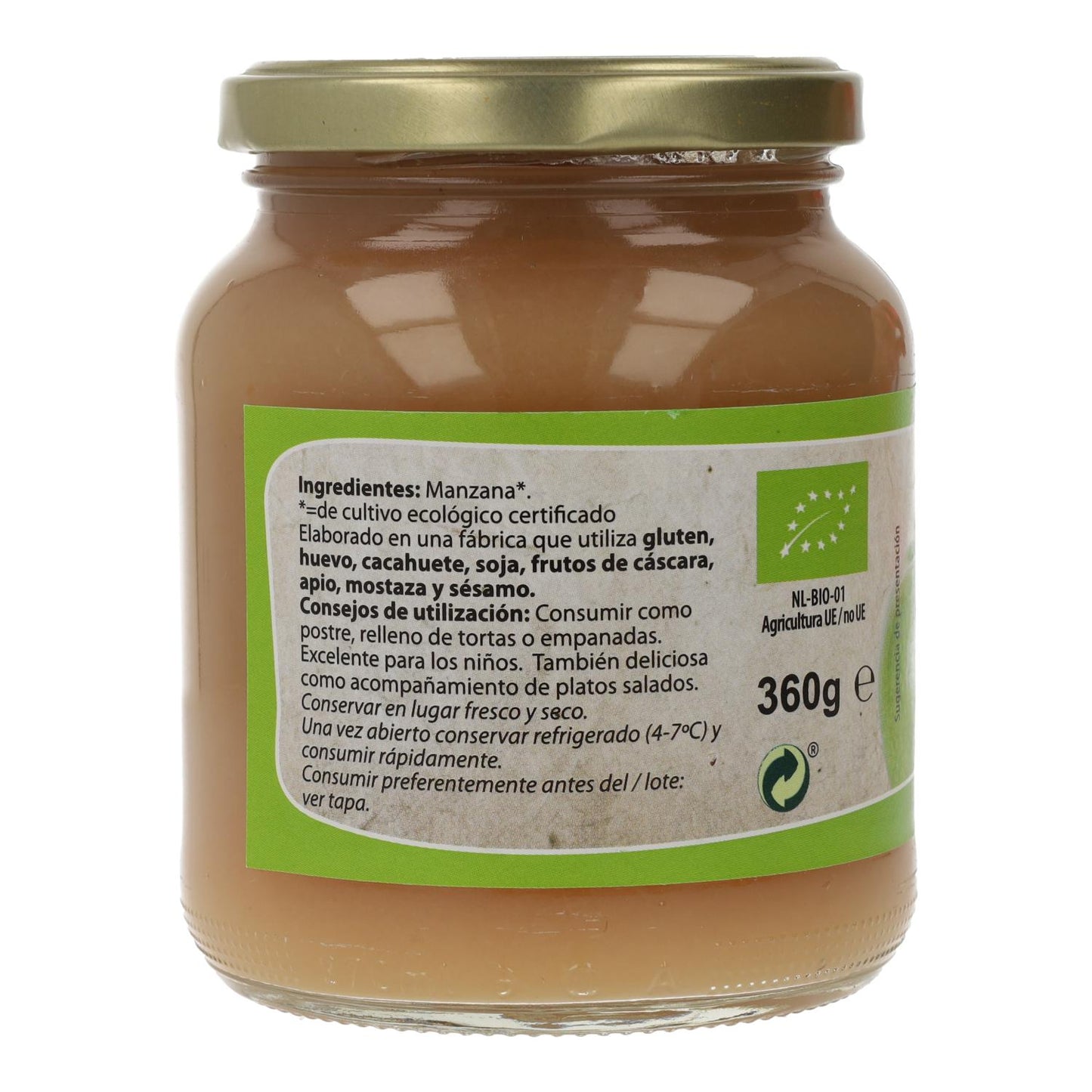 Compota de Maçã Biológica, 370 ml. Natursoy