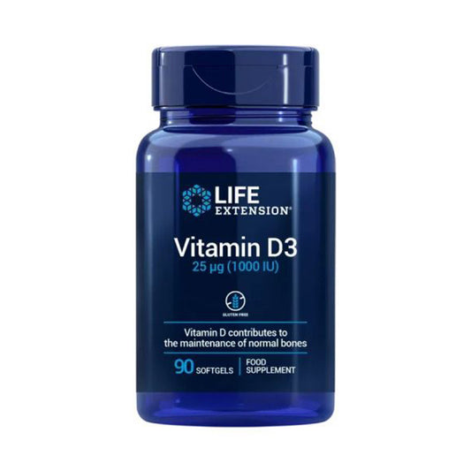 Vitamina D3 25 mcg (1000 UI), Life Extension 90 esferas