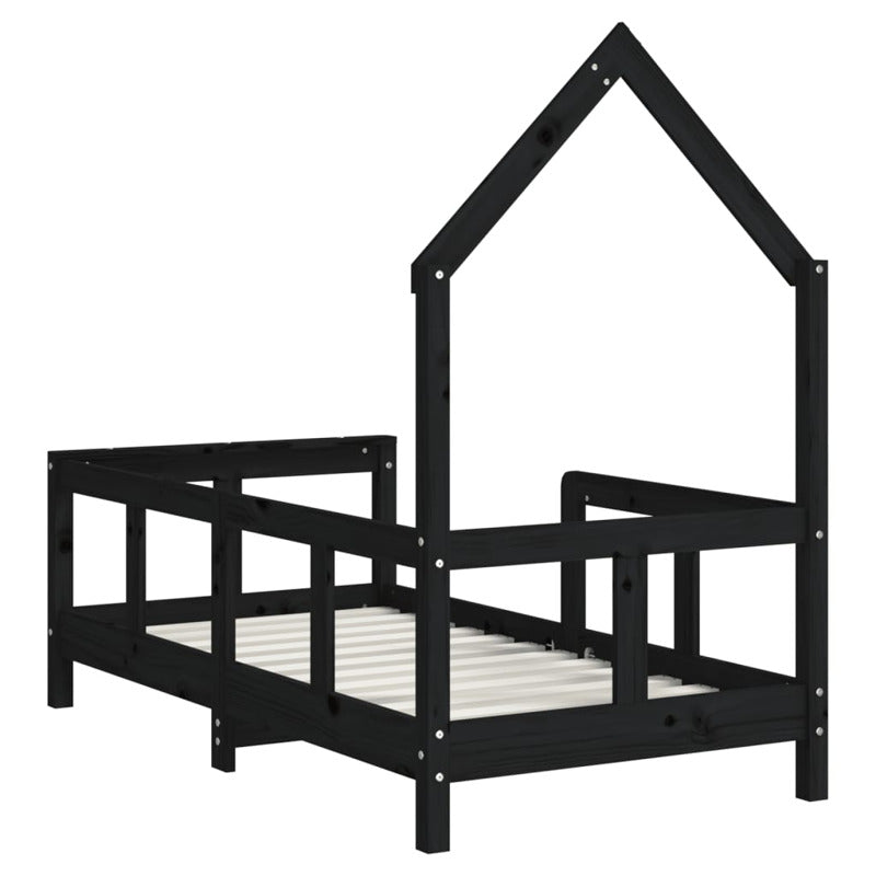 Vidaxl Estructura De Cama Para Niños Madera De Pino Negro 70x140 Cm_5