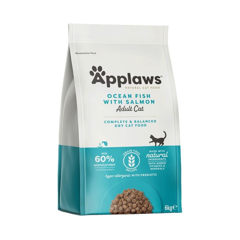 Applaws Cat Dry Adult Peixe e Salmão 6 kg Alimento natural para gatos sem cereais