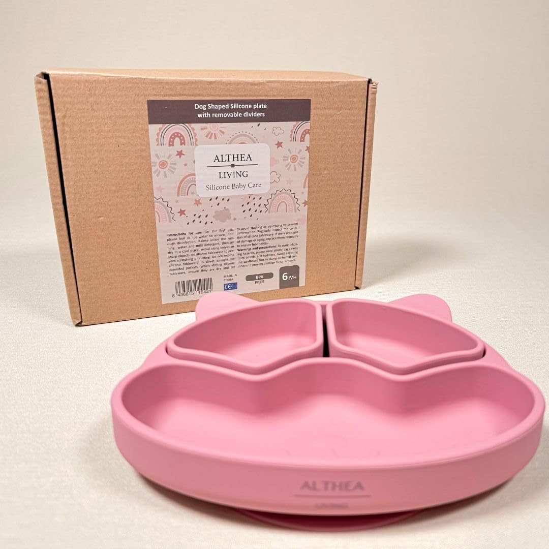 Plato Con Divisiones Extraíbles Y Forma De Perrito - Rosa Profundo._5