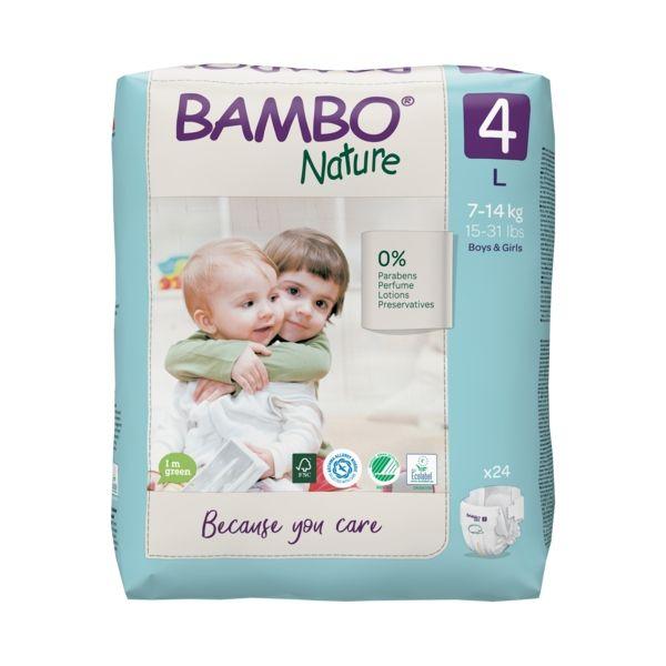 Fralda T4 maxi (7-14Kg) Bambo Nature 24 unidades