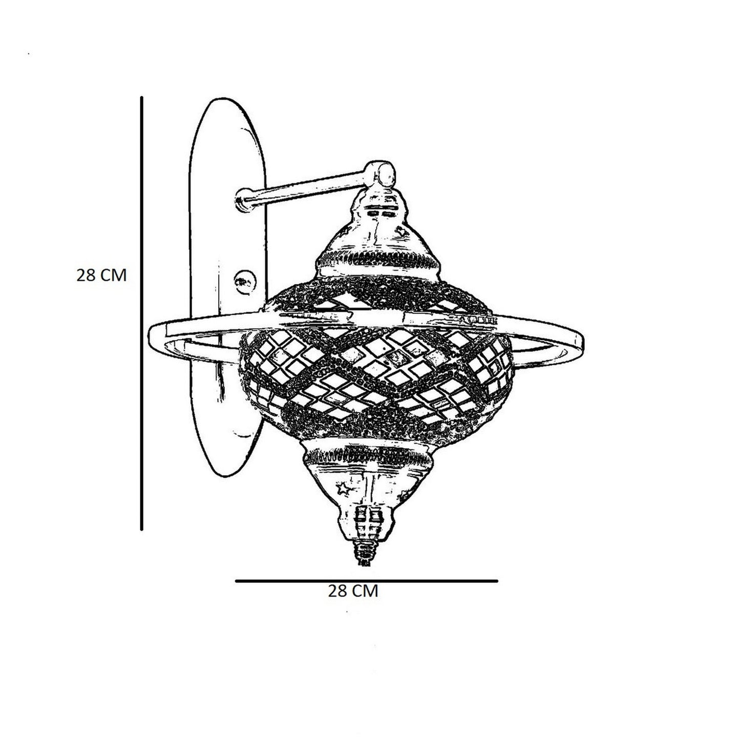Aplique De Pared Tonos Azules, Metal, 25x44x30, Casquillo E 27 Max 60 W
