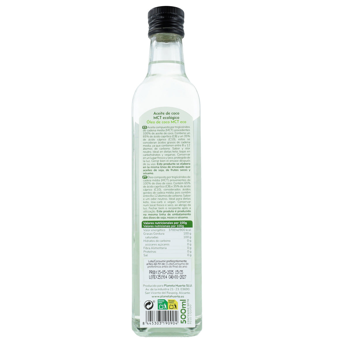 Keto MCT Óleo de Coco ECO Planeta Huerto 500 ml