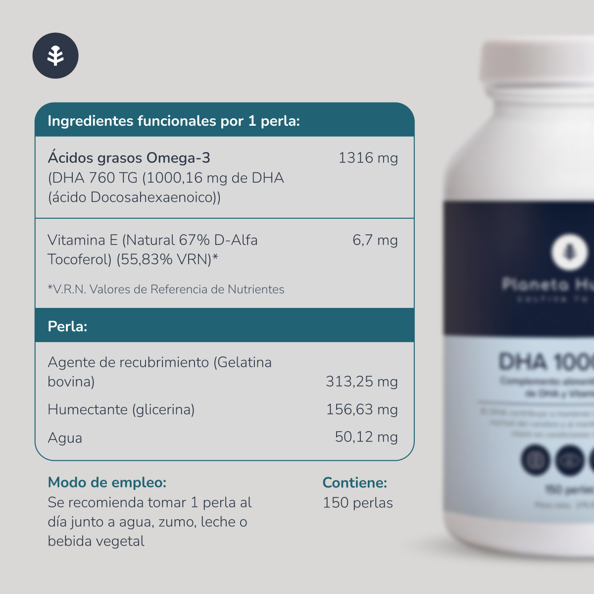 DHA 1000 mg Planet Huerto 150 pérolas