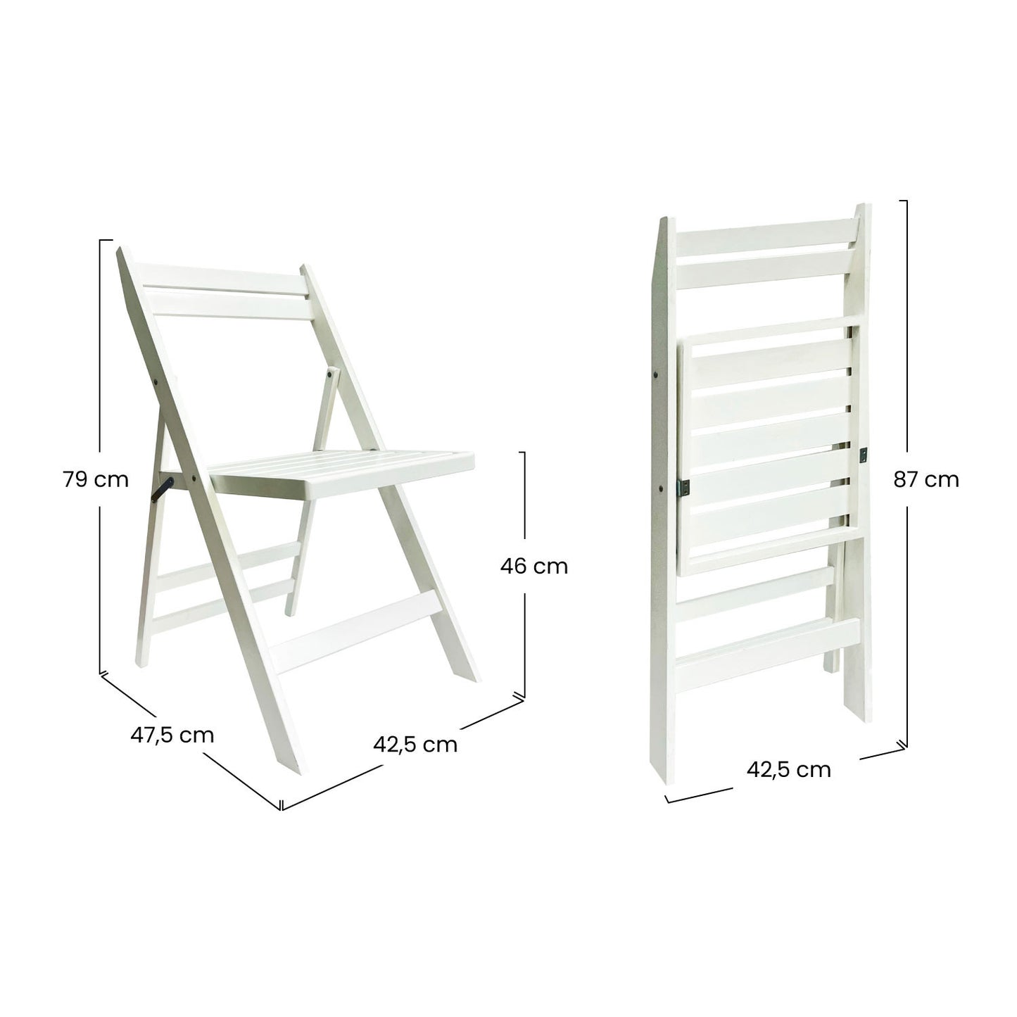 Pack 2 Sillas Plegables De Madera De Bambú 42.5x47.5x79cm O91_5