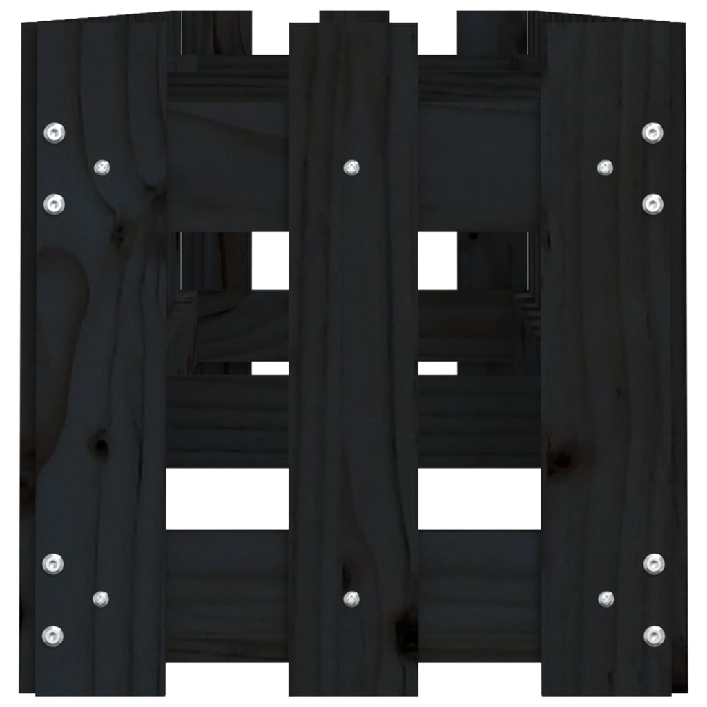 Arriate Elevado Jardín Con Valla Madera Pino Negro 200x30x30cm_5