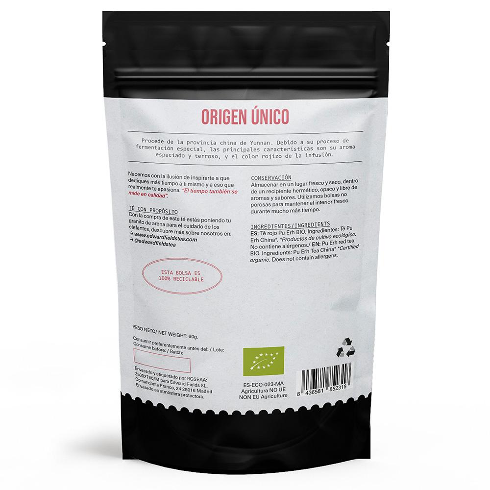 Chá vermelho Pu Erh orgânico Edward Fields a granel 60g